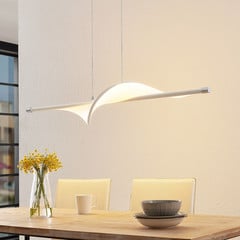 Lucande lampa wisząca LED Edano, 122 cm, biały, tekstylny, ściemniany