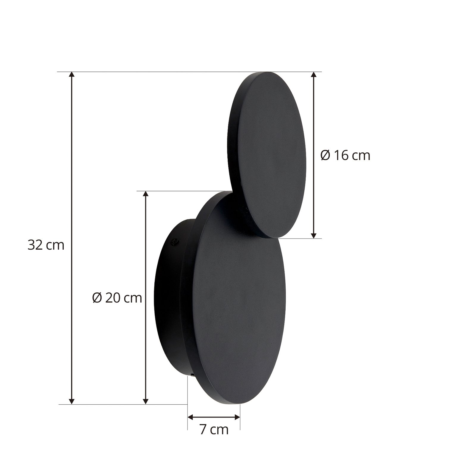 Lucande Elrik LED-Wandleuchte, zwei Elemente, rund, schwarz