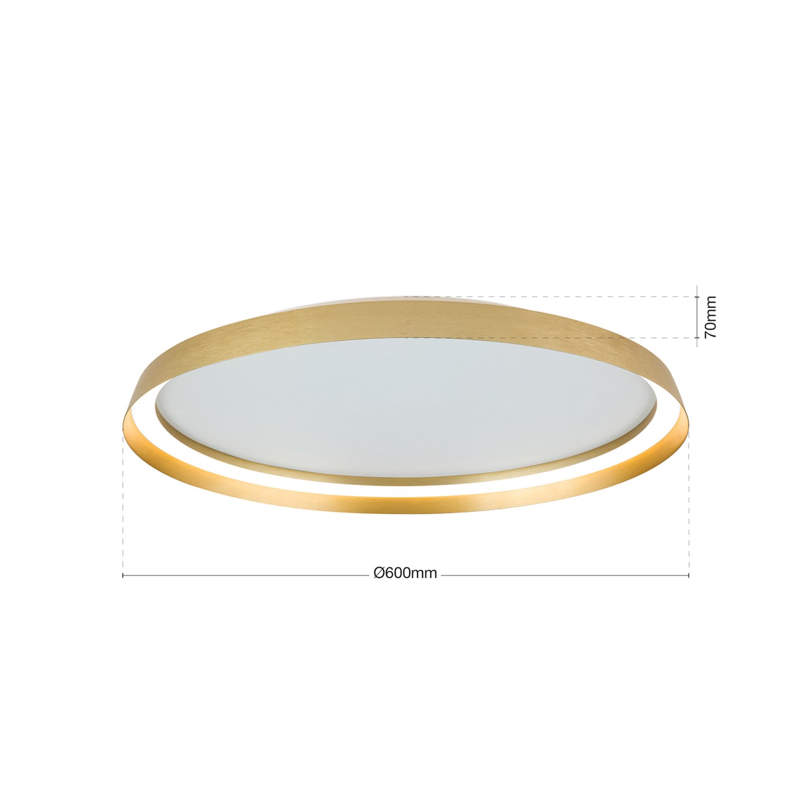 LED ceiling lamp Manta, Ø 60 cm, gold-coloured, aluminium, up/down