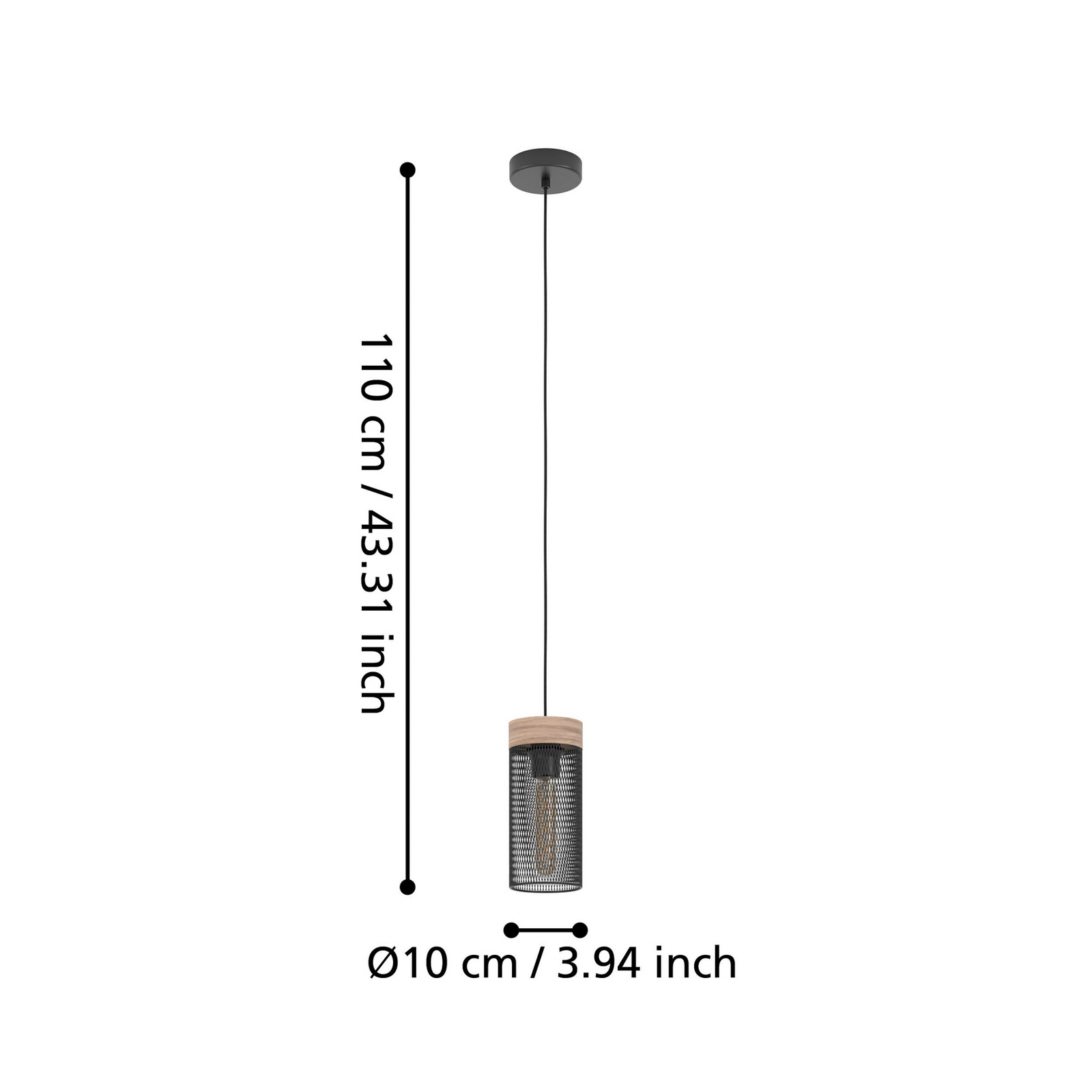 Kilnsdale-riippuvalaisin, Ø 11 cm, musta/ruskea, teräs
