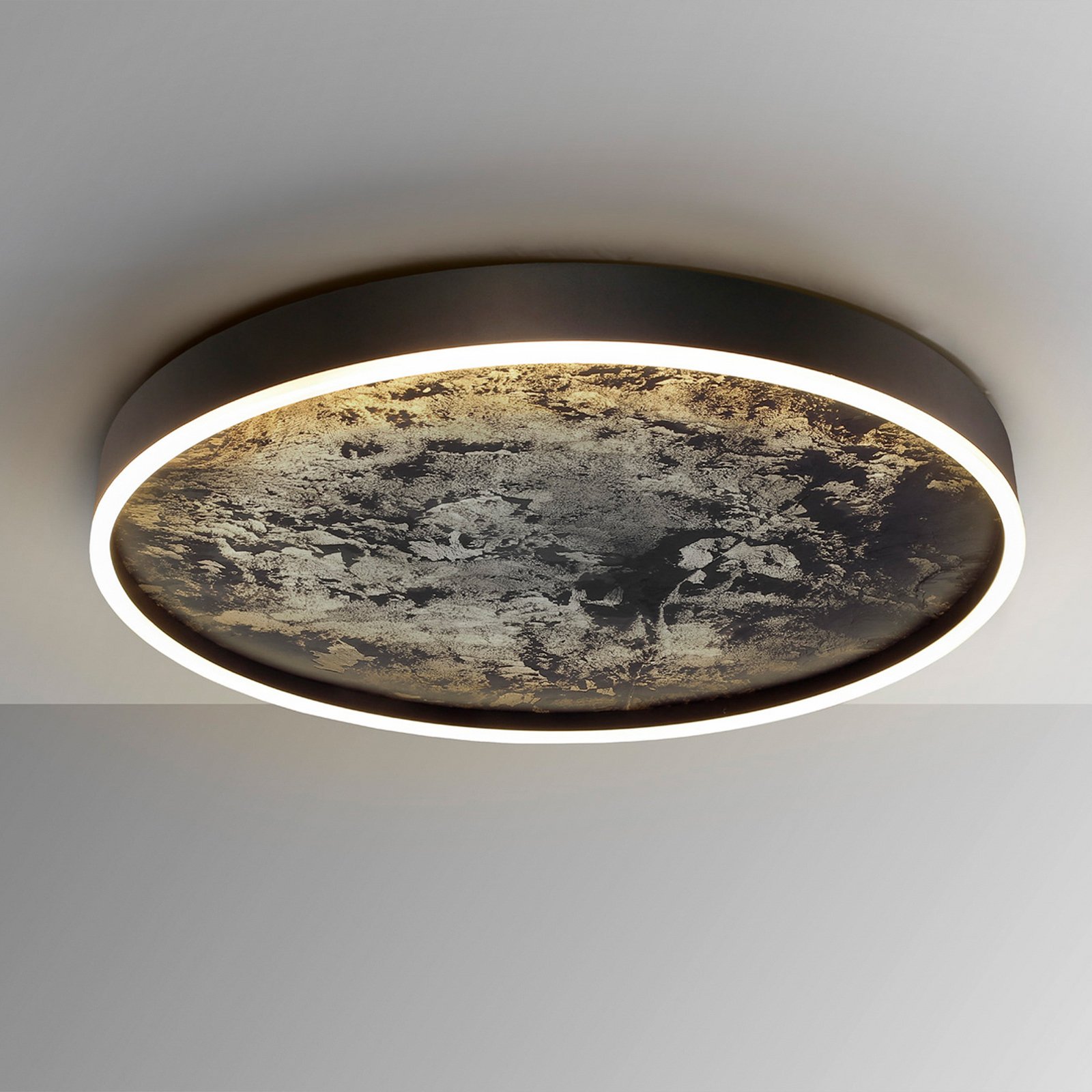 LED осветление за таван Stone Ø 60 cm, CCT, черно, метал, акрил