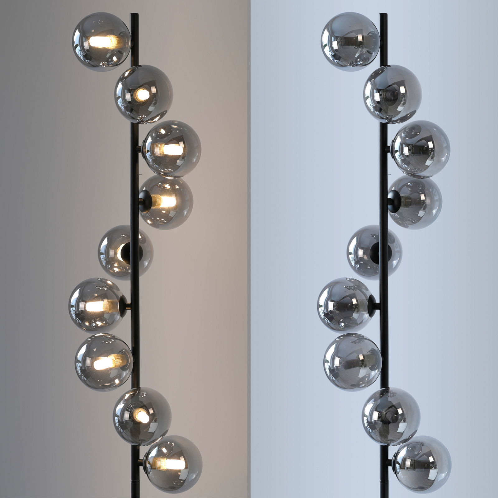 Schöner Wohnen Φωτιστικό δαπέδου Dubai, καπνιστό γυαλί, 9 φώτα, G9 Schöner Wohnen Φωτιστικό δαπέδου Dubai, καπνιστό γυαλί, 9 φώτα, G9