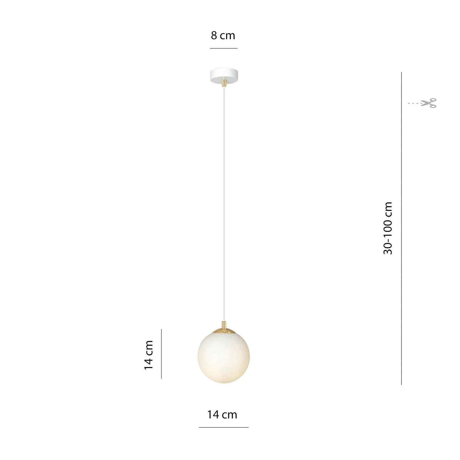 Suspension Royal, blanc opalin/blanc, verre, E14