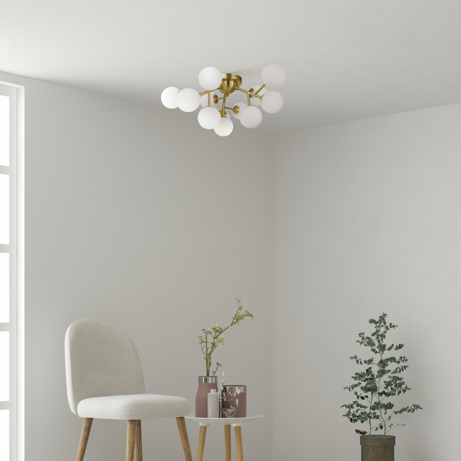 Maytoni ceiling light Dallas, 12-bulb, gold colour/white