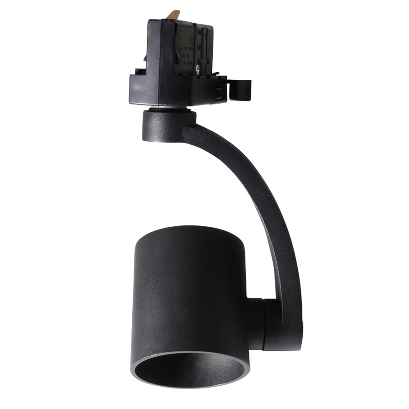 BIOleDEX Tres spotlight for 3-circuit track, E27, black, for Living / Dining Room, aluminium, E27, 50 W, energy efficiency: A++, H: 17 cm