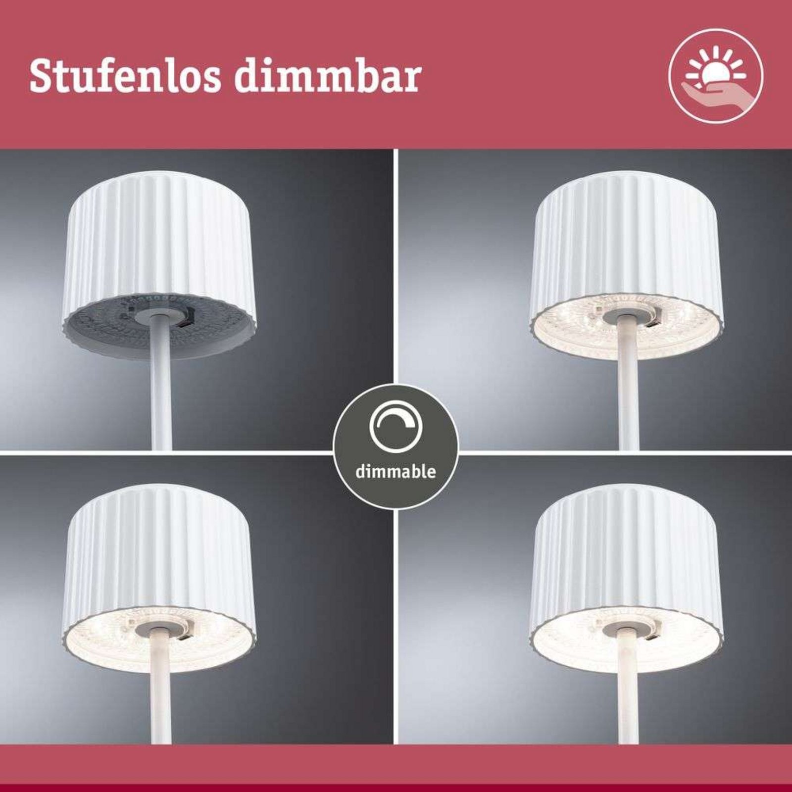 Else Solcelle Bordslampa w/USB-C Dim. IP44 Vit - Paulmann