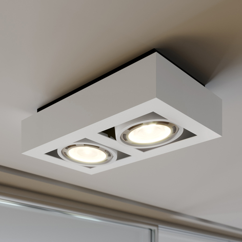 Foco de techo Ronka, GU10, 2 luces, blanco