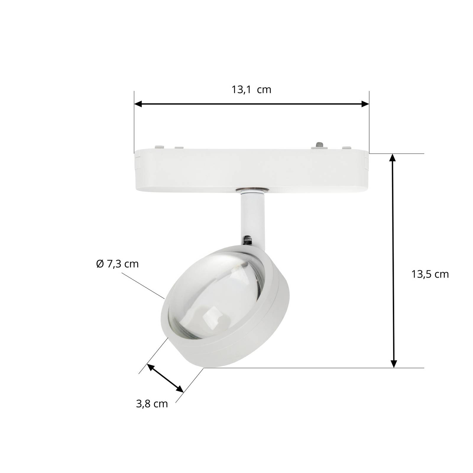 Spot LED Lindby 48 V Lumaro, biały, Ø 7,3 cm, aluminium, ściemniany