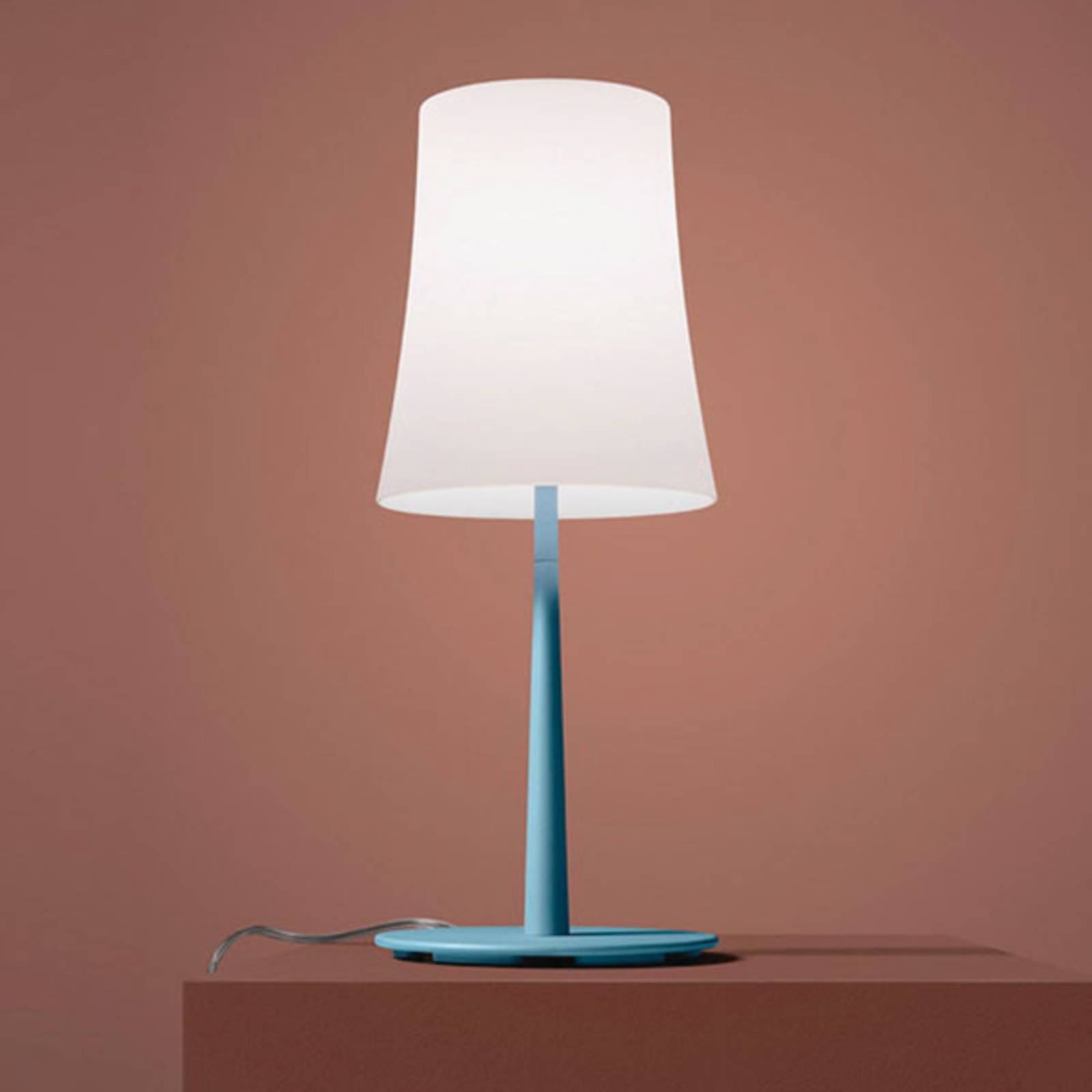 FOSCARINI Foscarini Birdie Easy table lamp blue, for Living / Dining Room, polycarbonate, painted steel, E27, 57 W, energy efficiency: A++, H: 43 cm