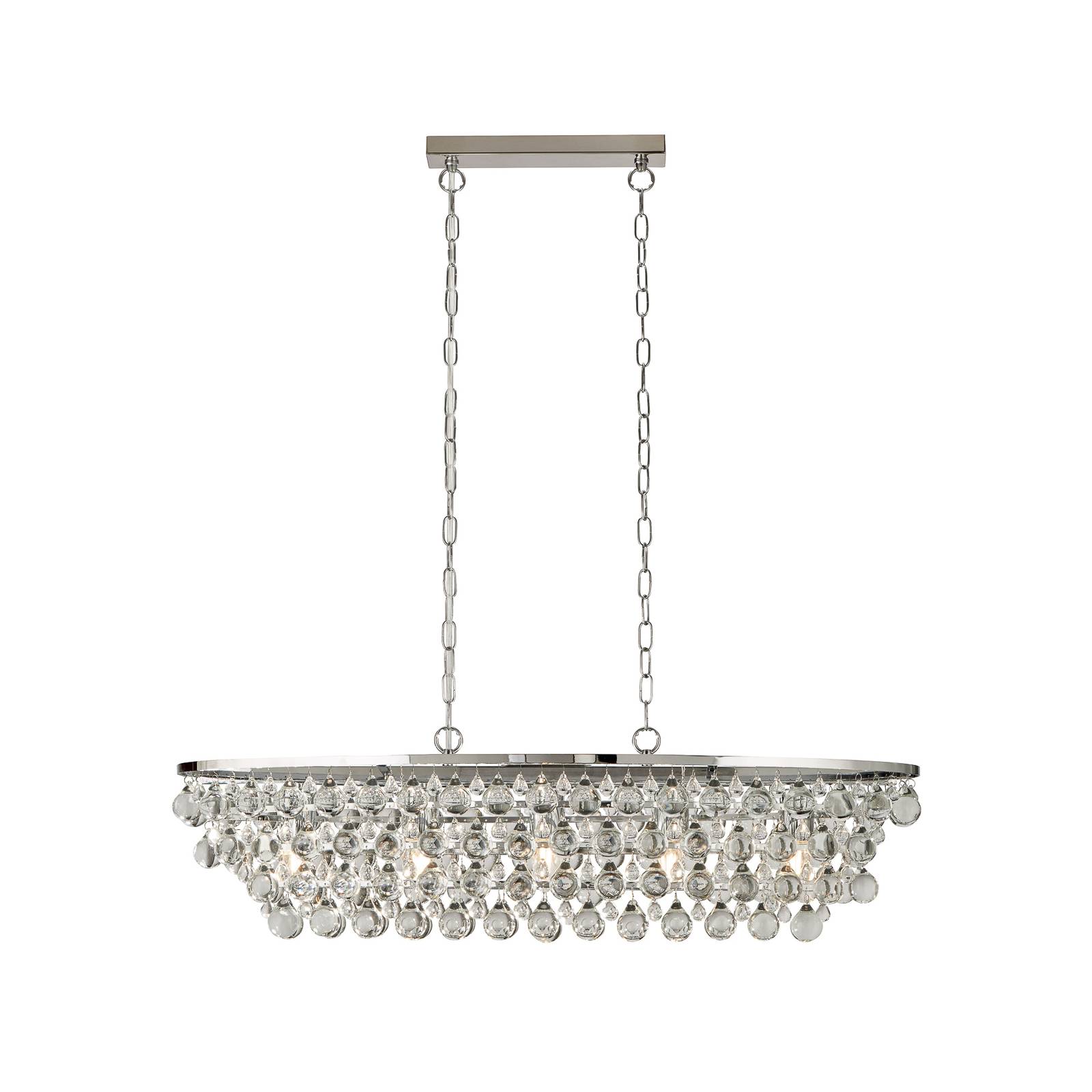 Michelle - 5 Light Chrome Oval Deckenstange Anhänger mit Glaskugeln - Searchlight
