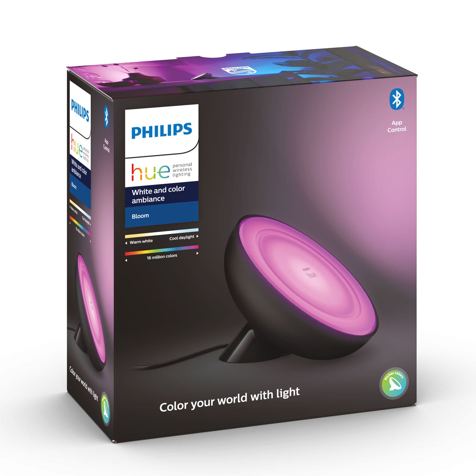 Philips Hue Bloom lampe table noire white & color