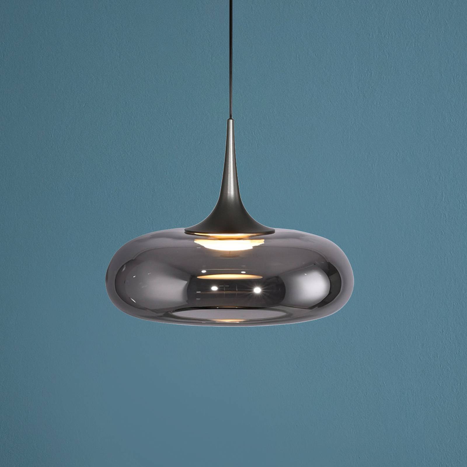 SCHÖNER WOHNEN żyrandol LED Posh 1-punktowa, szkło dymione, 3000 K