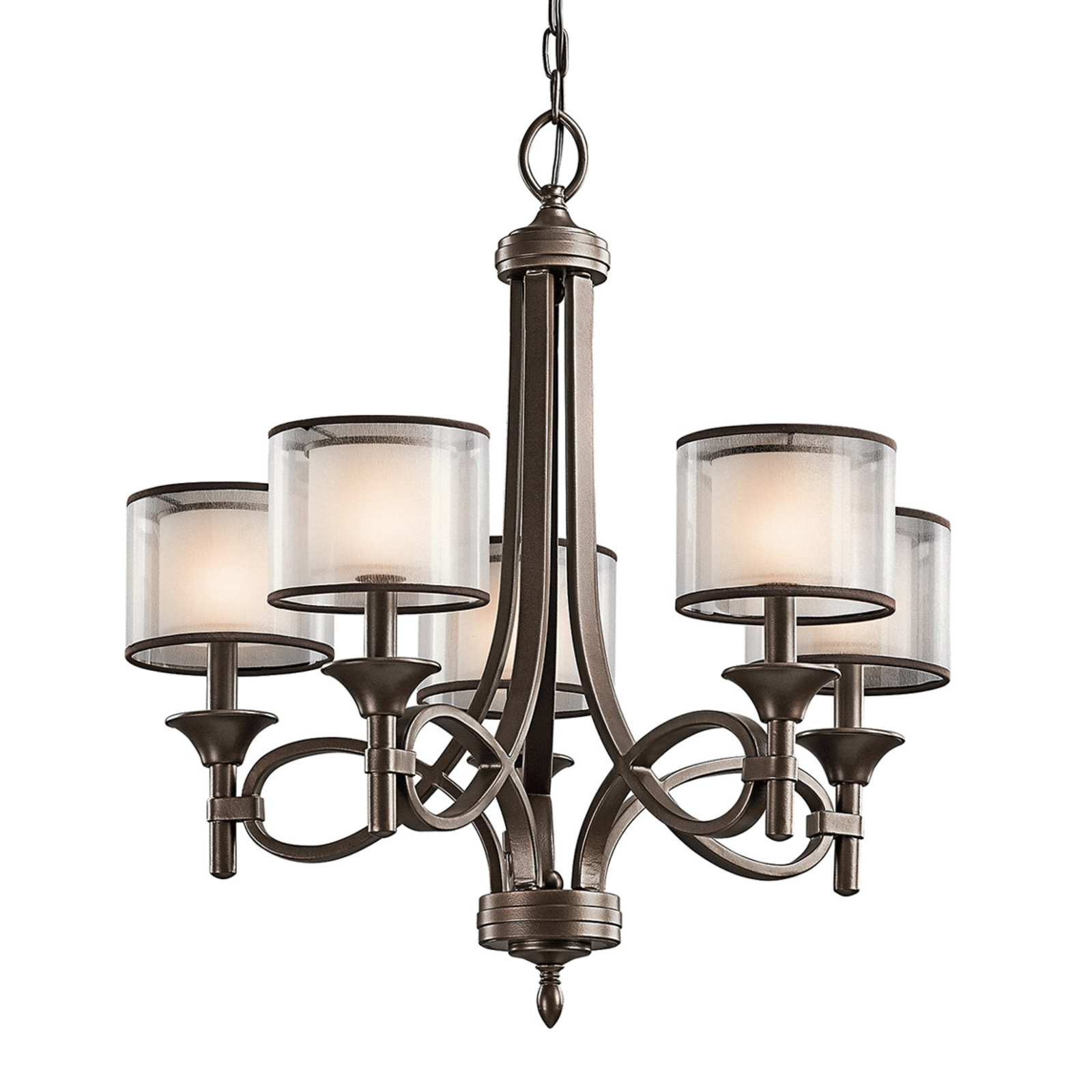 KICHLER Lacey 5-bulb chandelier, for Living / Dining Room, Metal, glass, E14, 60 W, energy efficiency: A++, H: 65.4 cm