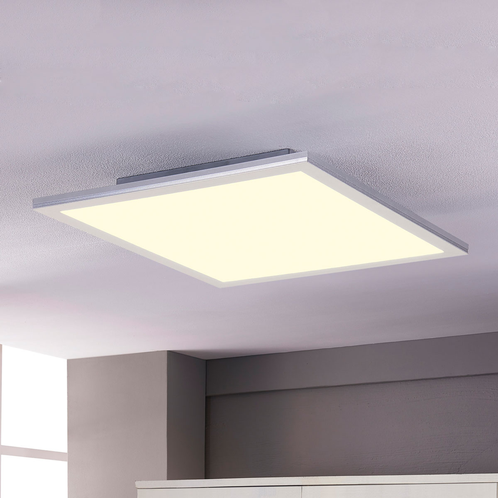Lindby Livel LED panel, 4,000 K, 62 cm x, for Kitchen, PMMA, aluminium, 36 W, energy efficiency: A+, L: 62 cm, W: 62 cm, H: 5.2 cm