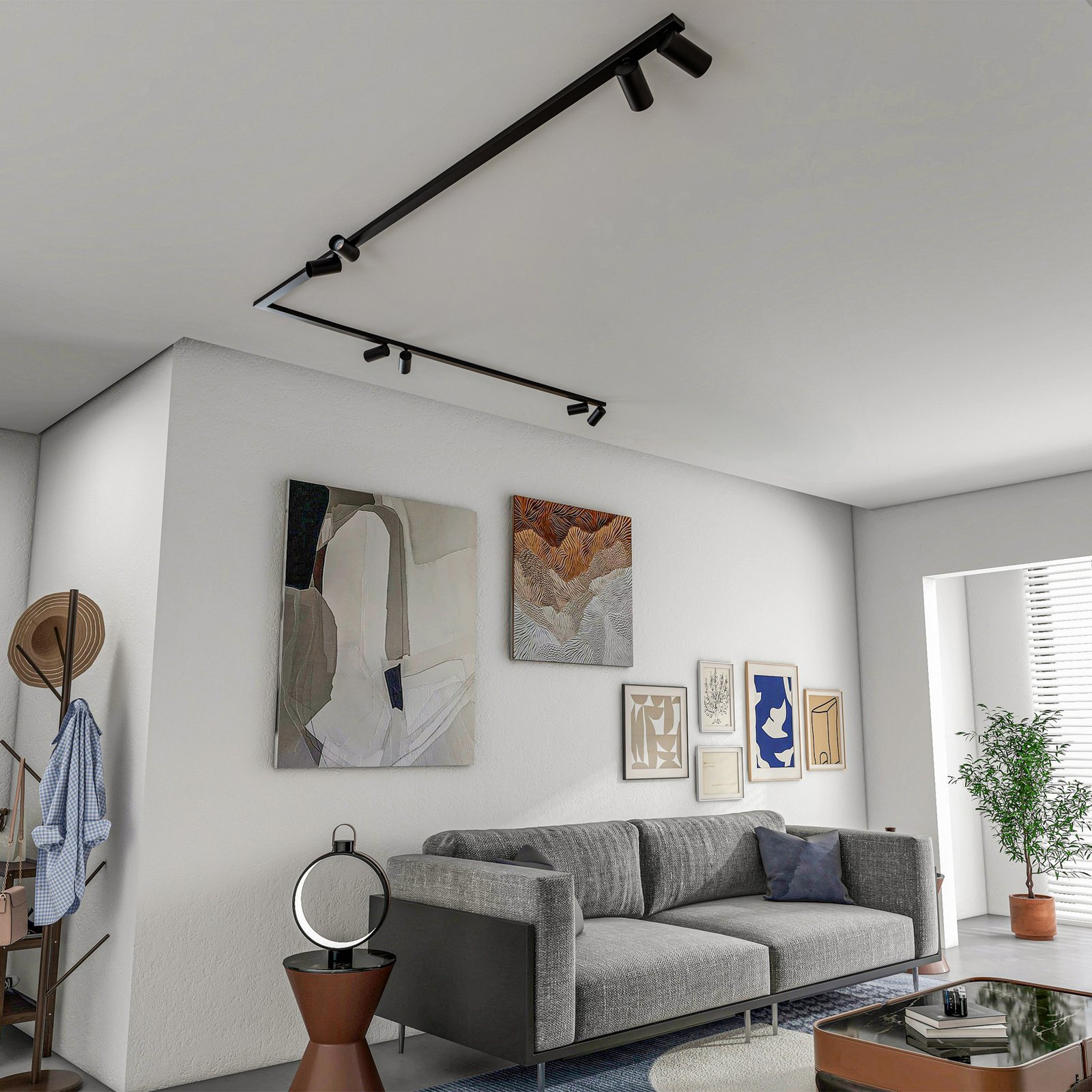 Faretto a soffitto Mono Corner VIII nero 2x200cm