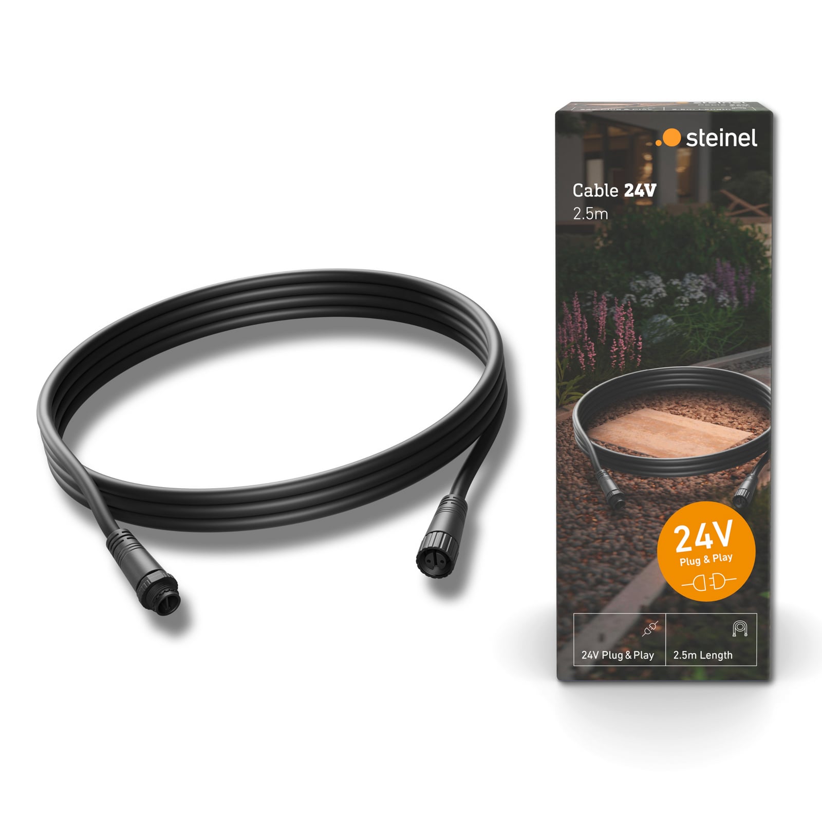 Cabo de extensão STEINEL, 250 cm, 24 V, IP67 Cabo de extensão STEINEL, 250 cm, 24 V, IP67