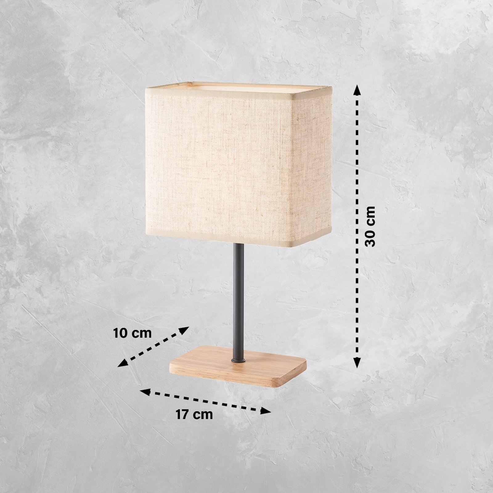 Stolní lampa Bolzano, béžová barva, plátno, výška 30 cm, E14