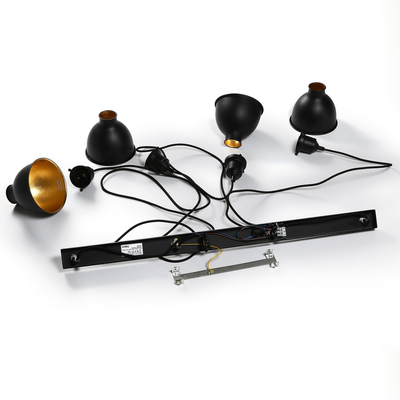 Jasminka 4 Lámpara Colgante Black/Gold - Lindby