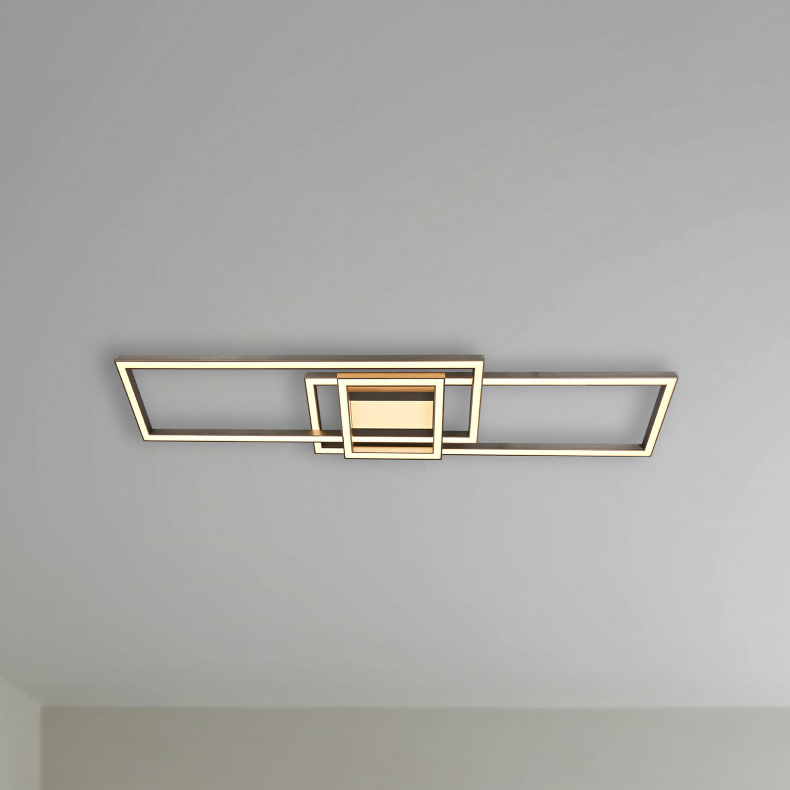 Lindby LED plafonieră LED Mairin CCT telecomandă dimabil - Camera de zi / sufragerie - modern - nichel mat - Aluminiu