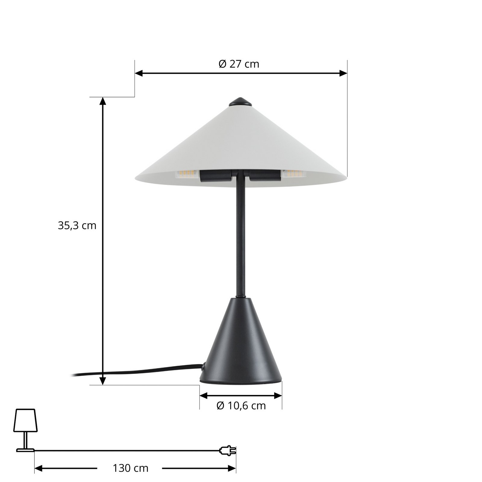 Norvik table lamp, black/grey, height 35 cm, metal - Lindby