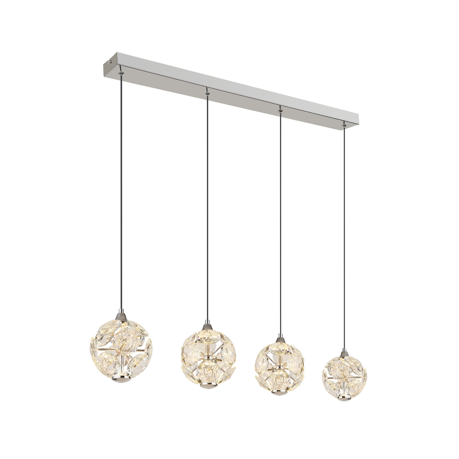 Globo Lampă suspendată LED Virina lungime 93 cm transparentă cristal - Camera de zi / sufragerie - transparent crom negru