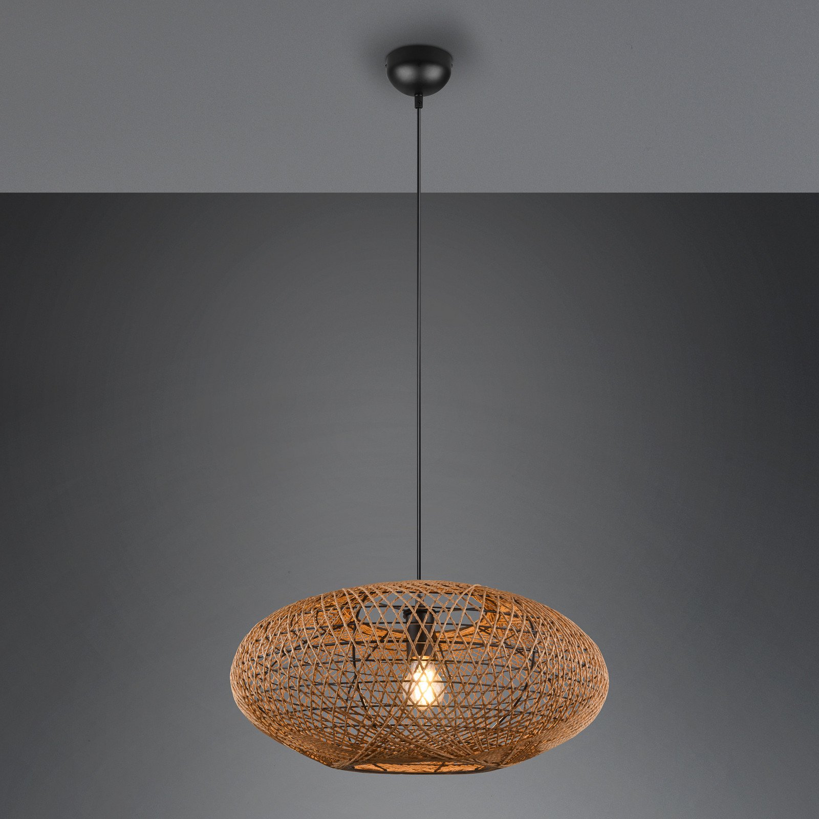 Trio Lighting Lampă suspendată Hedda din sisal și metal - Camera de zi / sufragerie - negru mat maro