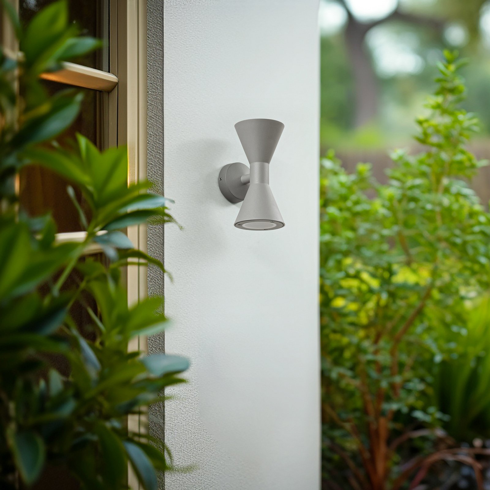 Lucande Xalor outdoor wall light, grey, IP65, metal, GU10