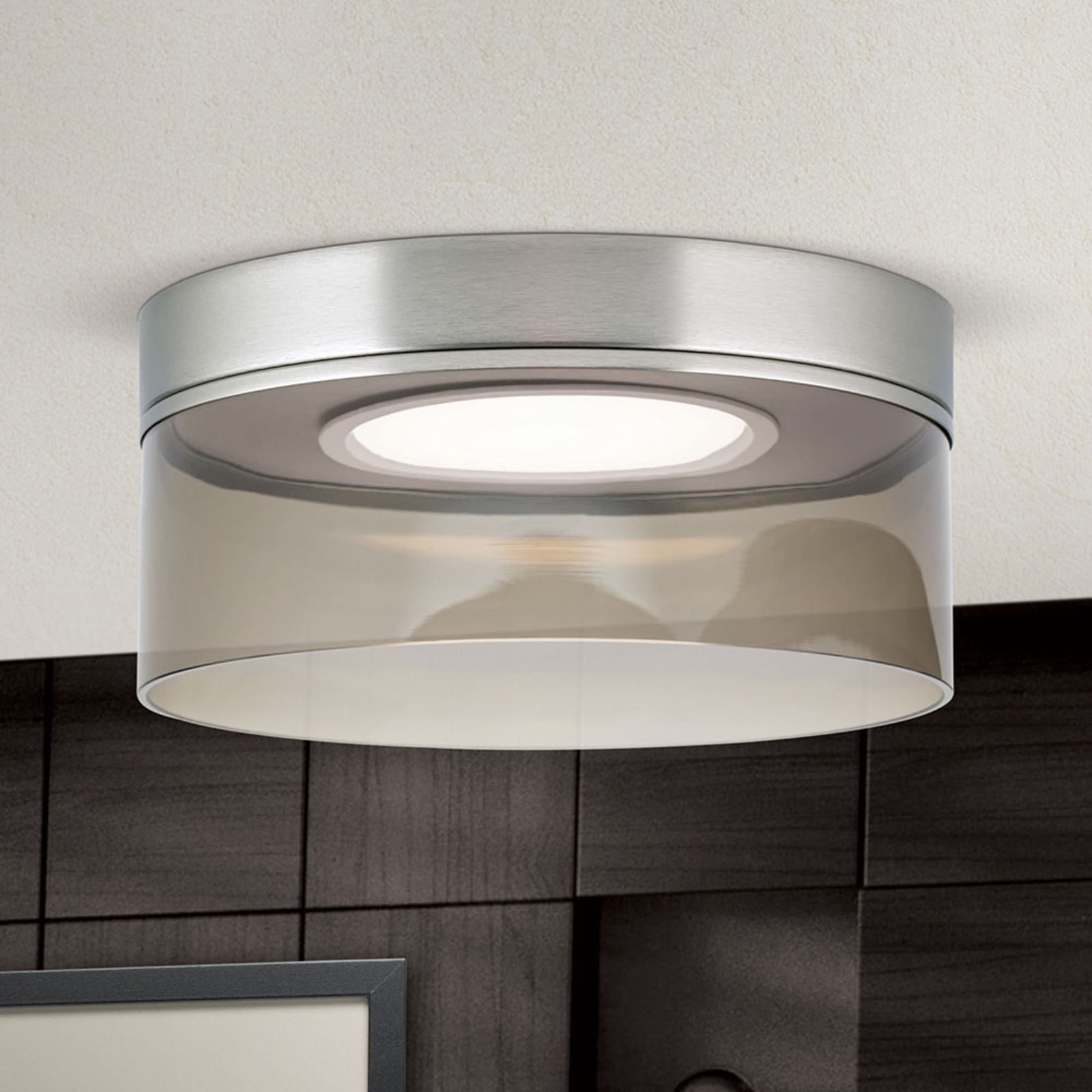 Francis LED-loftlampe, mat nikkel Ø 30 cm