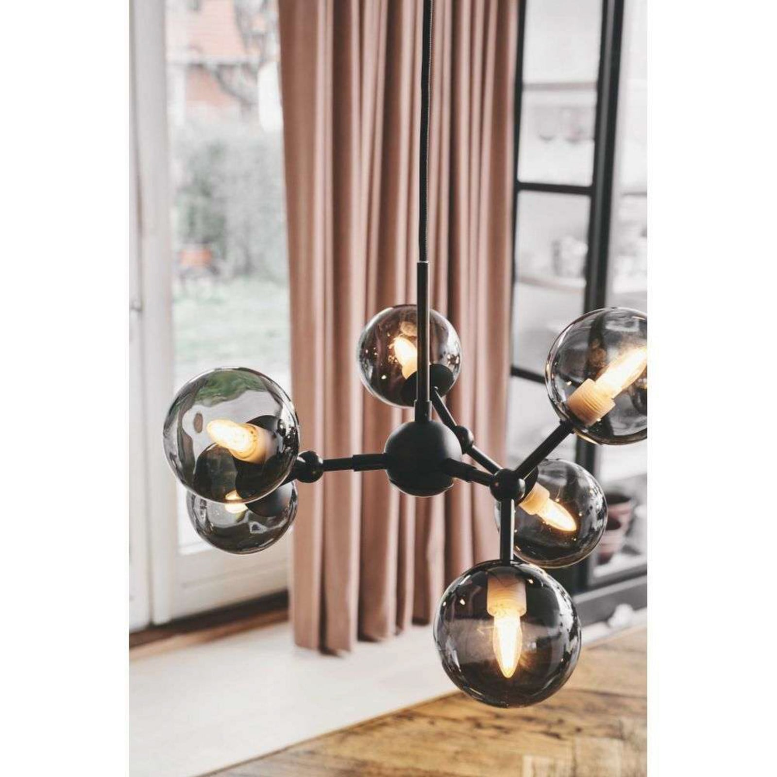 Atom 6 Taklampa Black/Smoke Halo Design - Matsal - Glas