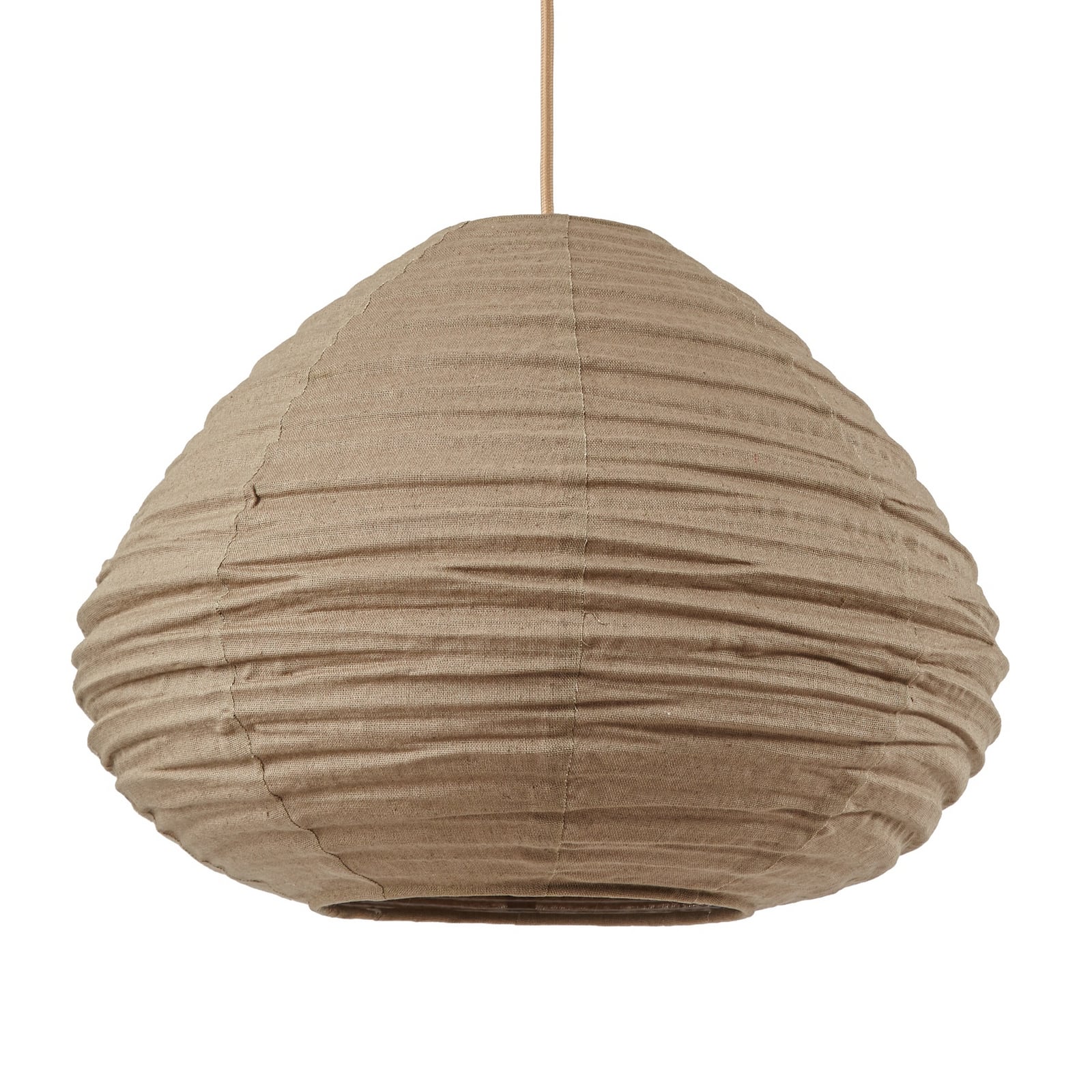 Suspension Lindby « Autumn », taupe, Ø 40 cm, lin, forme de goutte