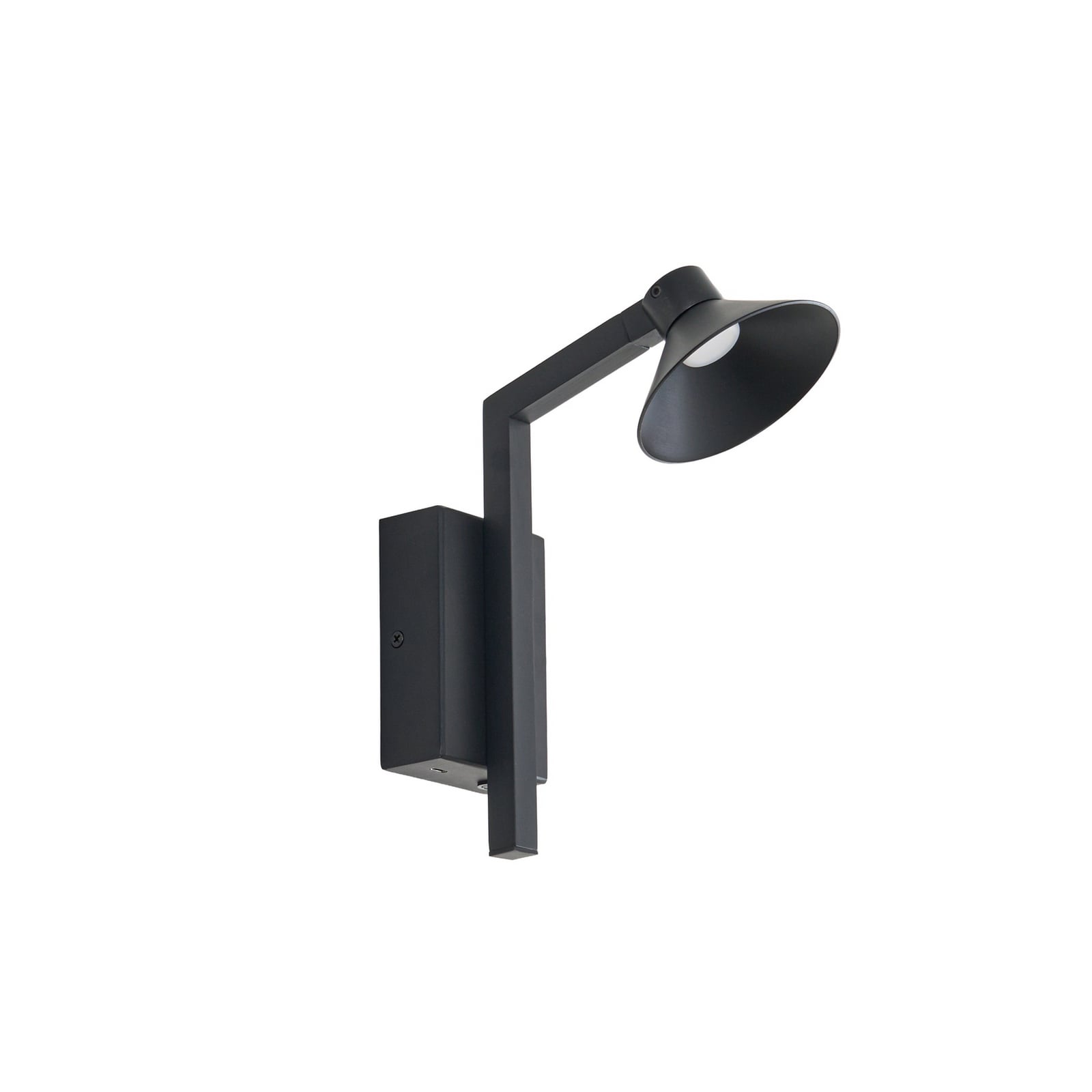 Candeeiro de parede LED Steve, preto, 24 cm, USB, regulável - Lucande