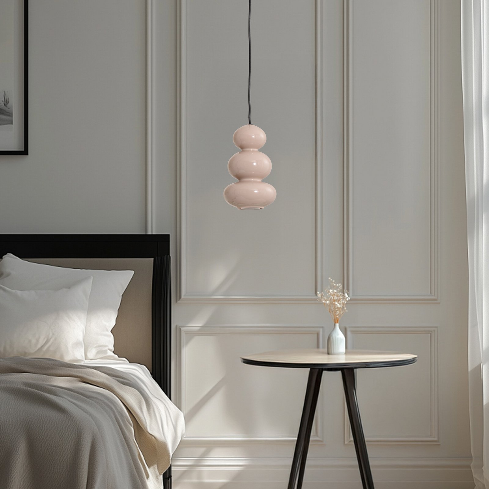 Hängeleuchte Oman, grau glänzend, Glas, Ø 14 cm Hängeleuchte Oman, grau glänzend, Glas, Ø 14 cm