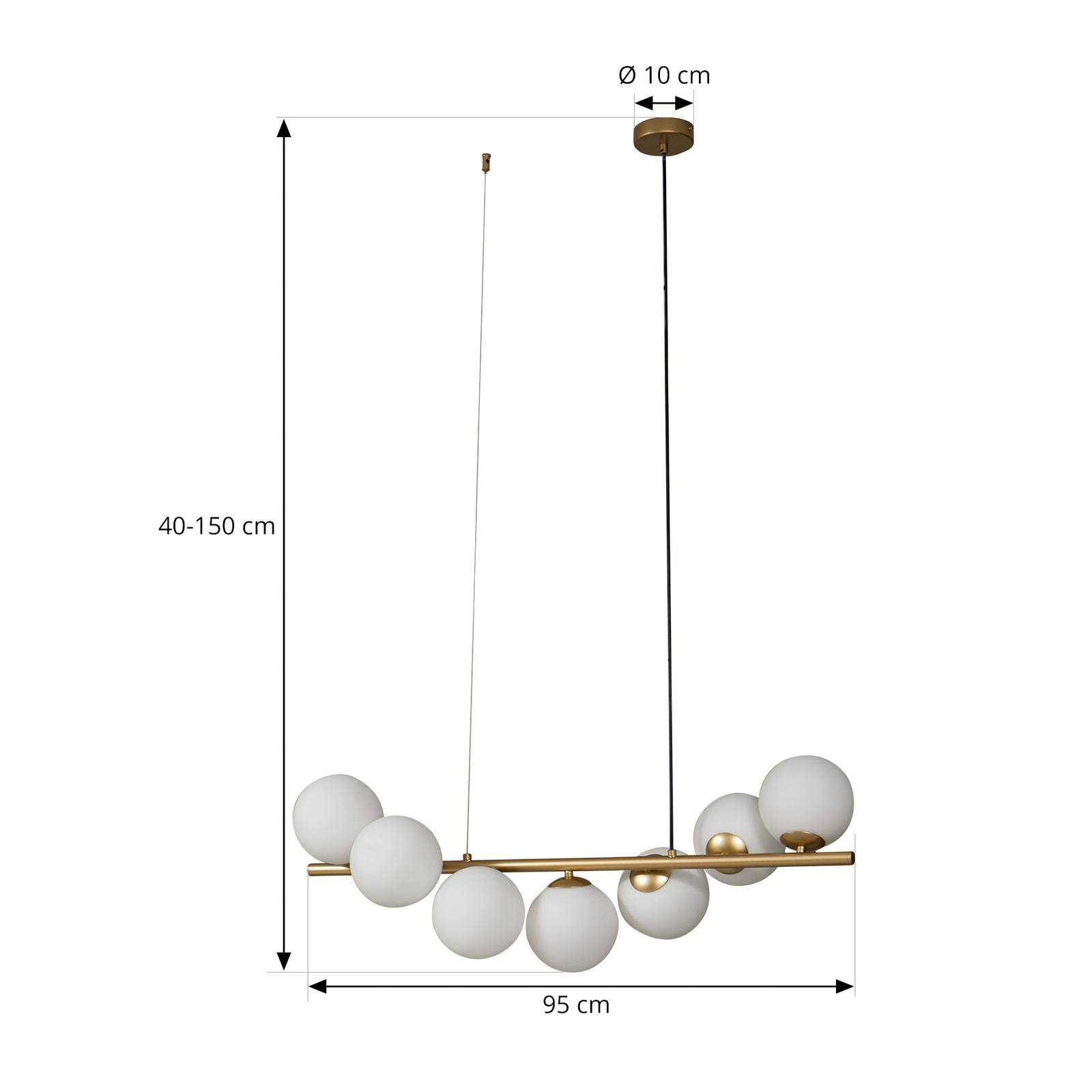 Lampa wisząca Lucande Isandro, złoty / opal, 7-punktowa