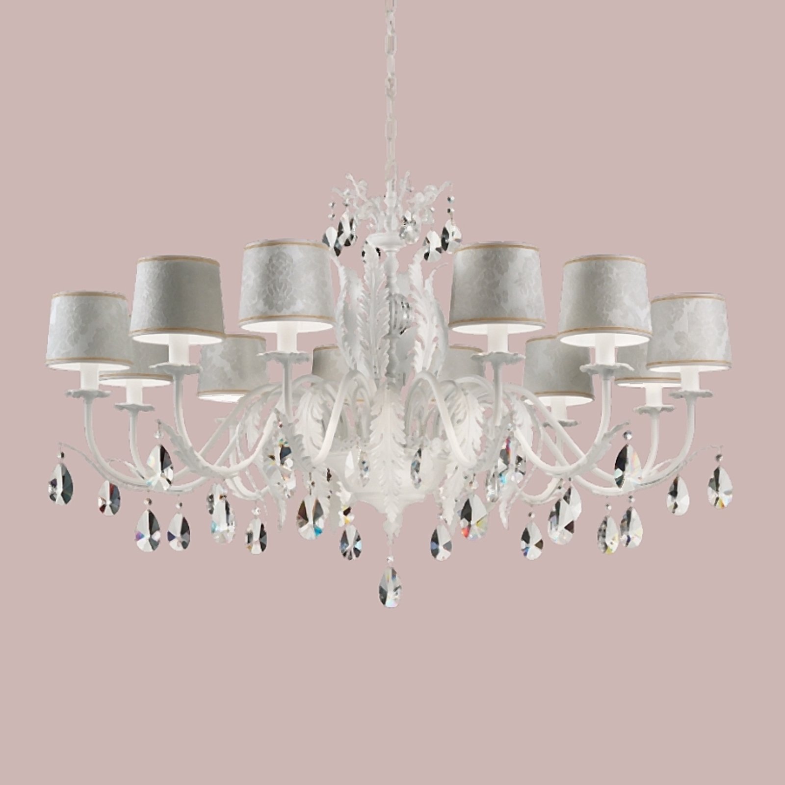 Angelis 12-bulb crystal chandelier, white