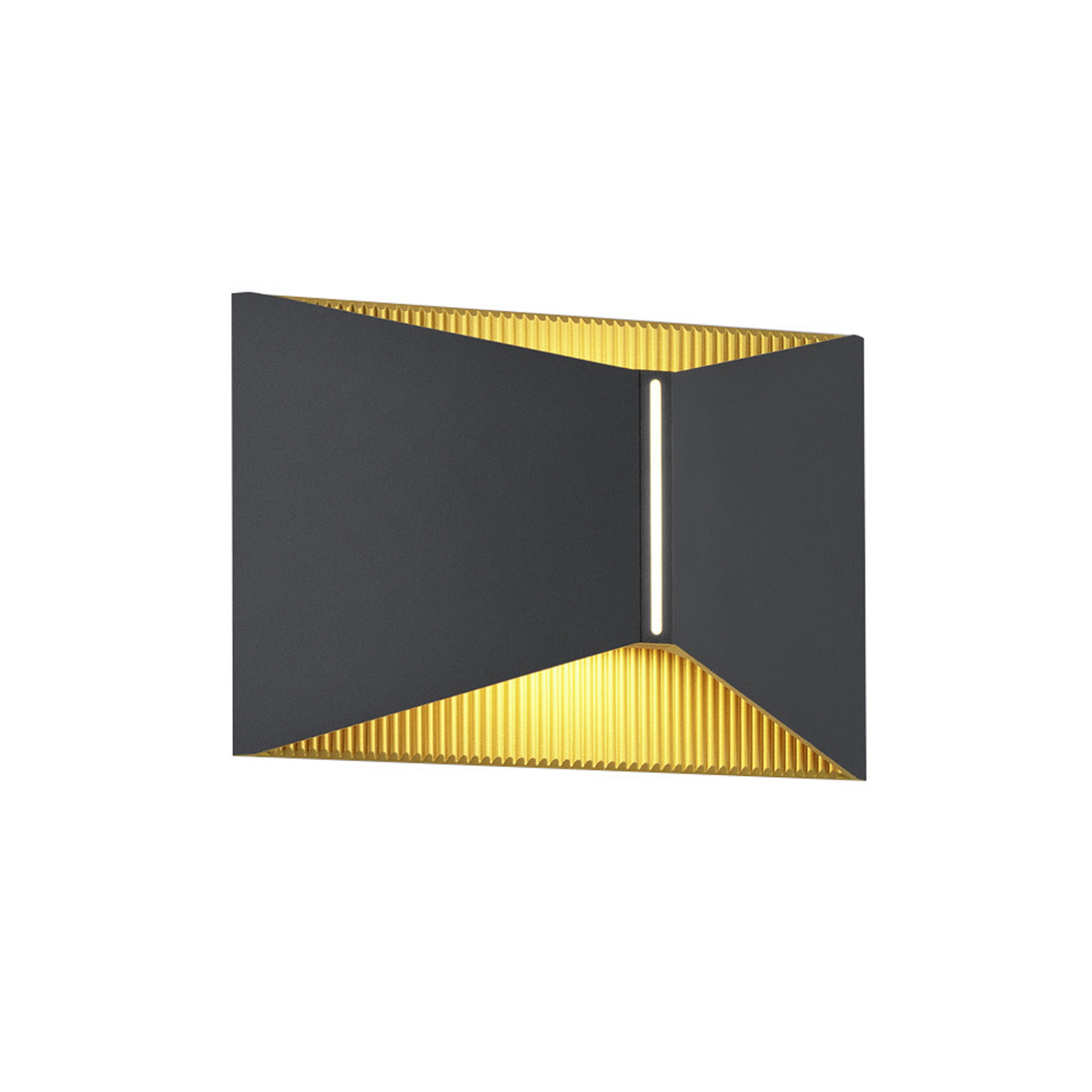 Helestra LED-Wandlampe VID, schwarz/gold, up/down, IP65