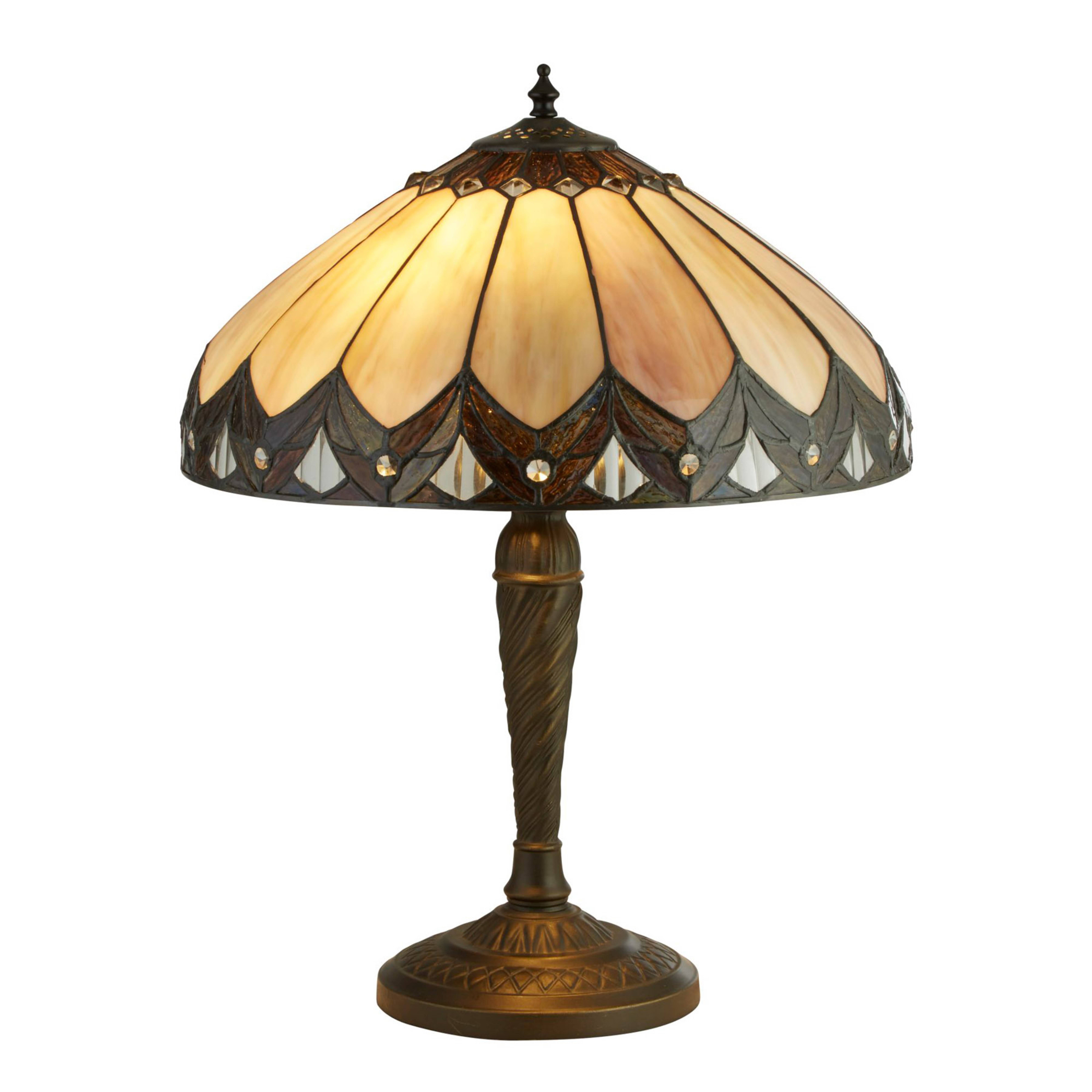 Lampada da tavolo Pearl stile Tiffany, alta 53 cm