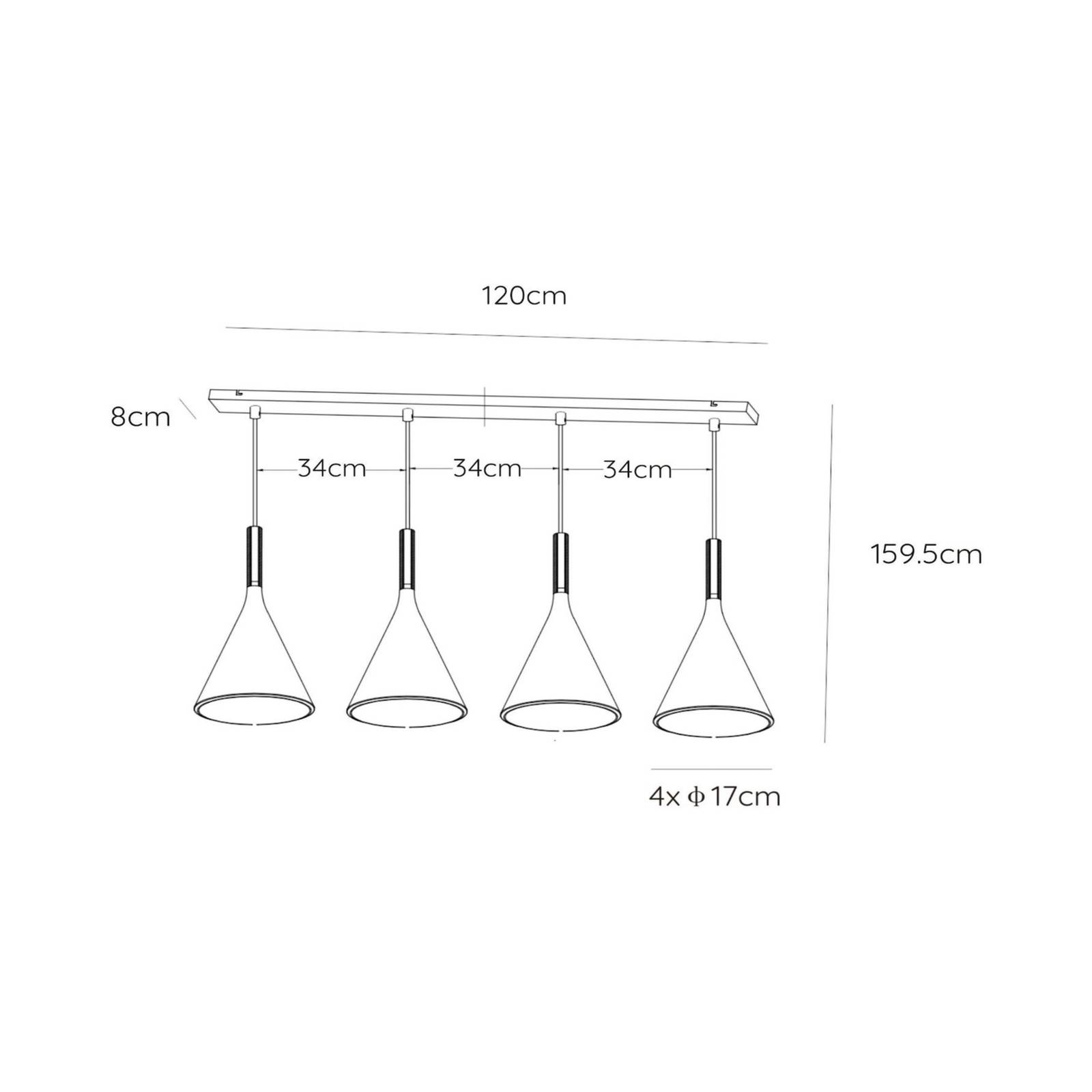 Lampa wisząca Gipsy. czarny, gips, 120 cm, 4-punktowa