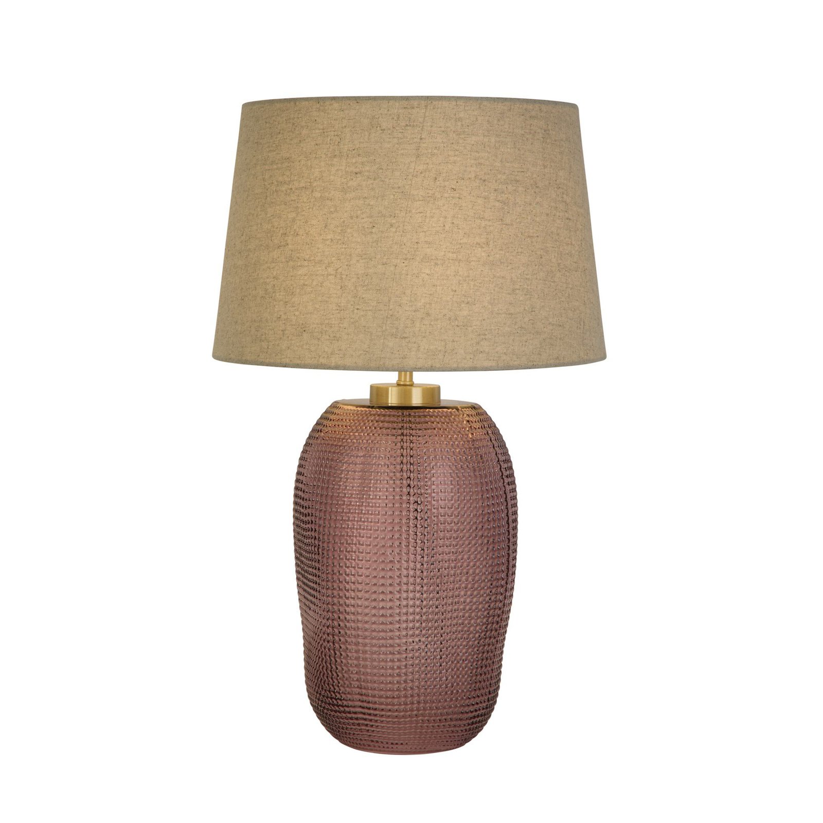 Stolová lampa Ametyst, béžová/ružová, výška 37 cm, textil/sklo