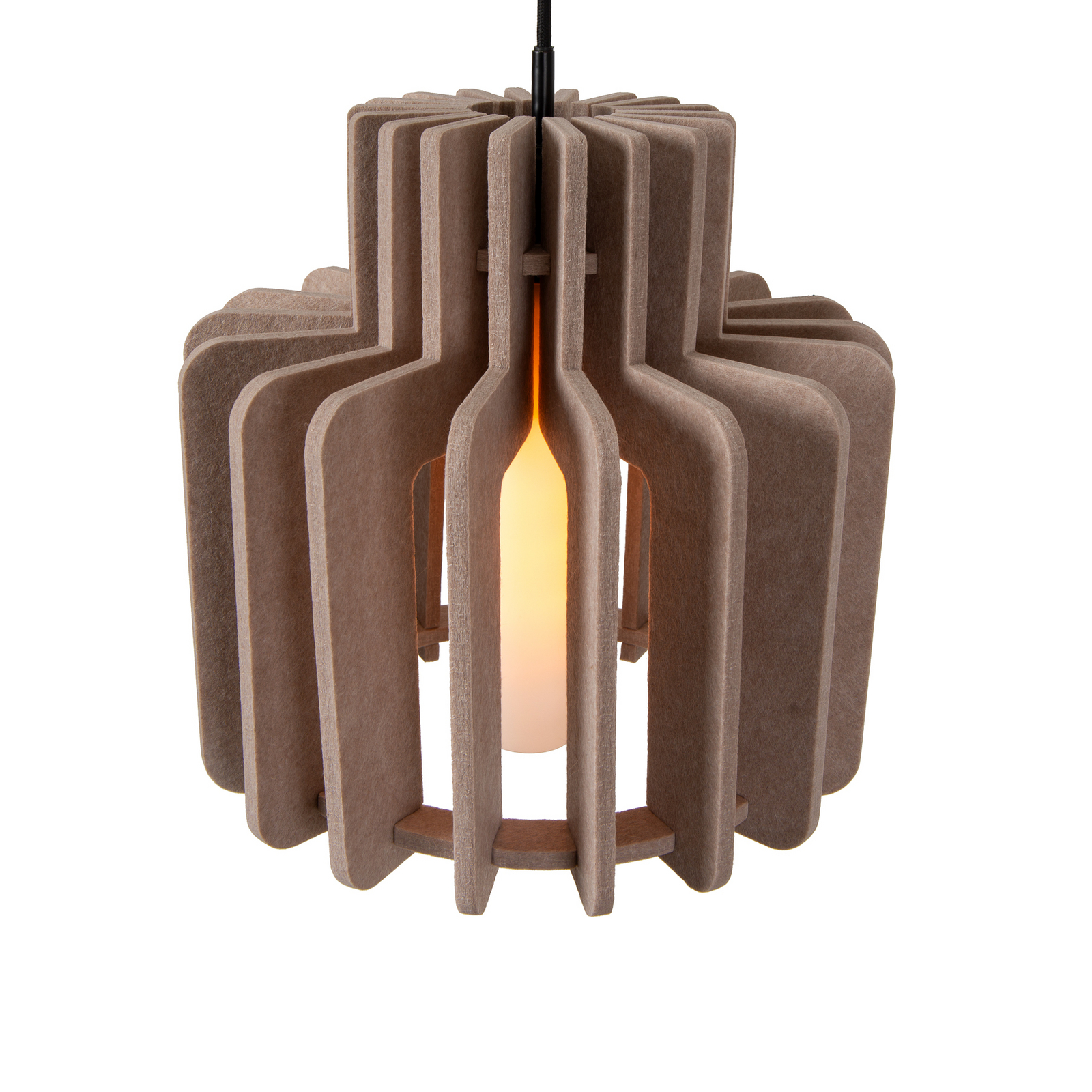 Lampă suspendată Rollo, taupe, Ø 40 cm, țesătură/metal/sticlă