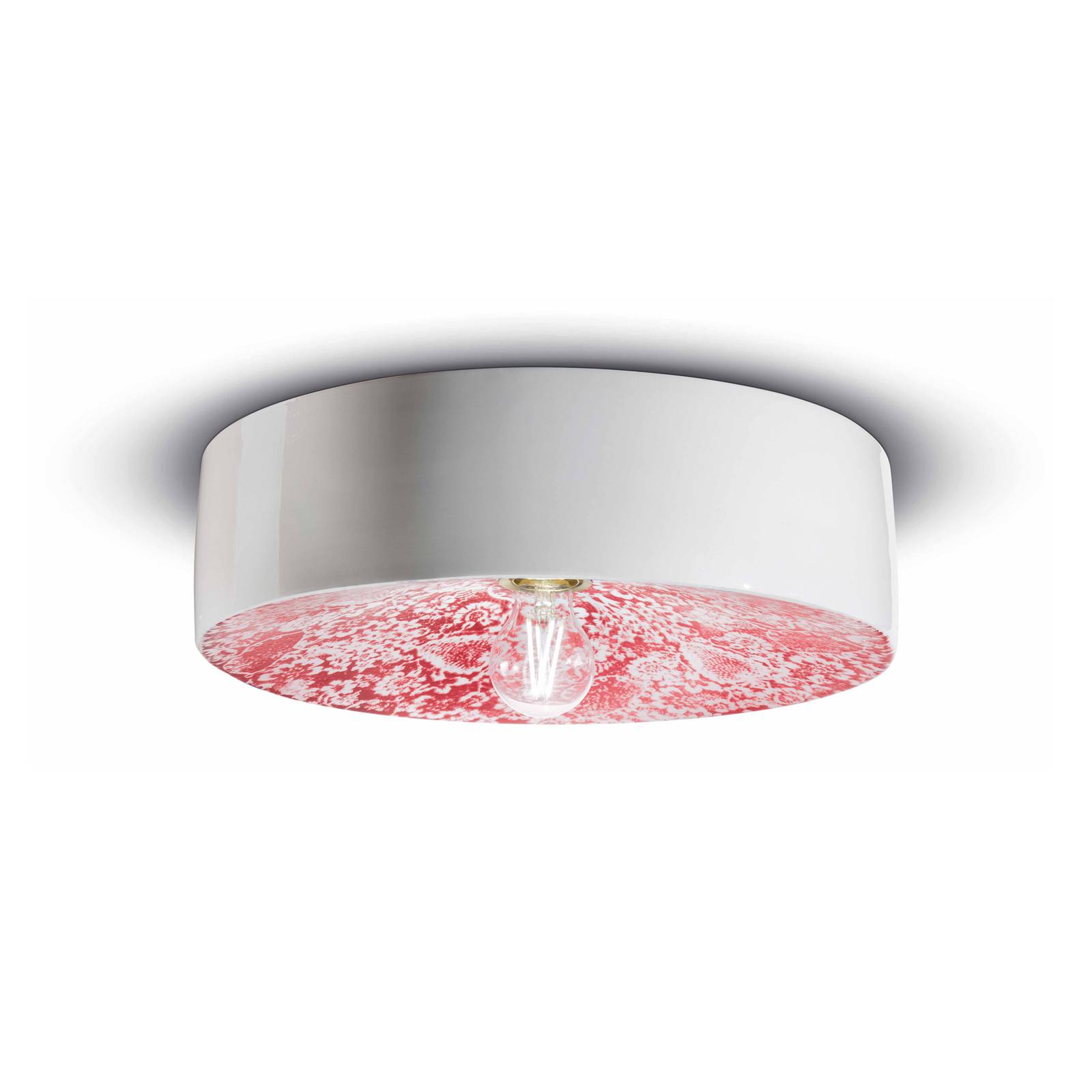 E-shop PI stropné svietidlo, kvetinový vzor Ø 40 cm červená/biela