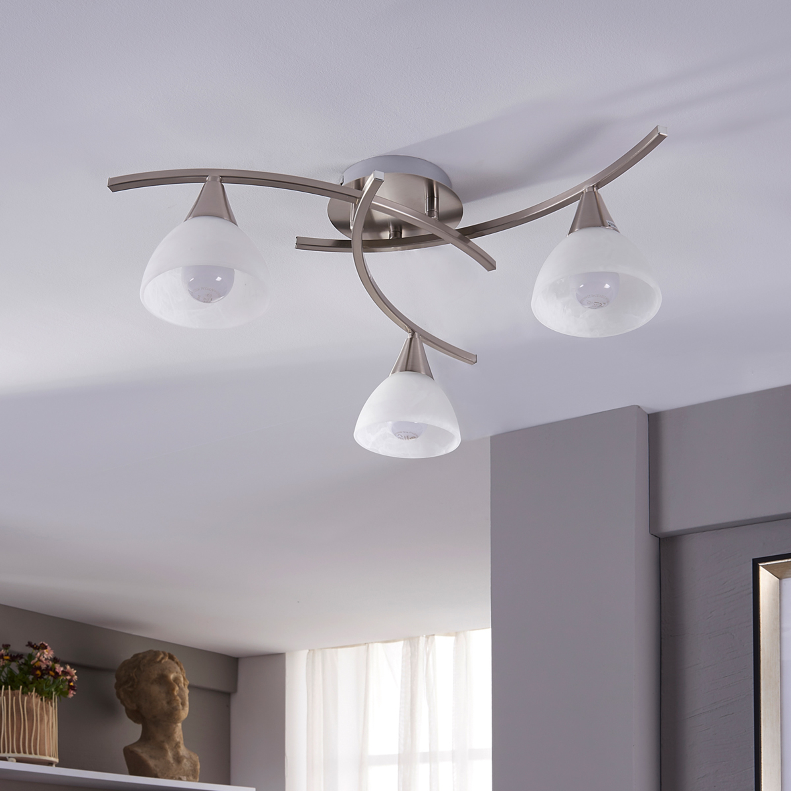 Della - LED-Deckenleuchte nickel matt, 3-fl.