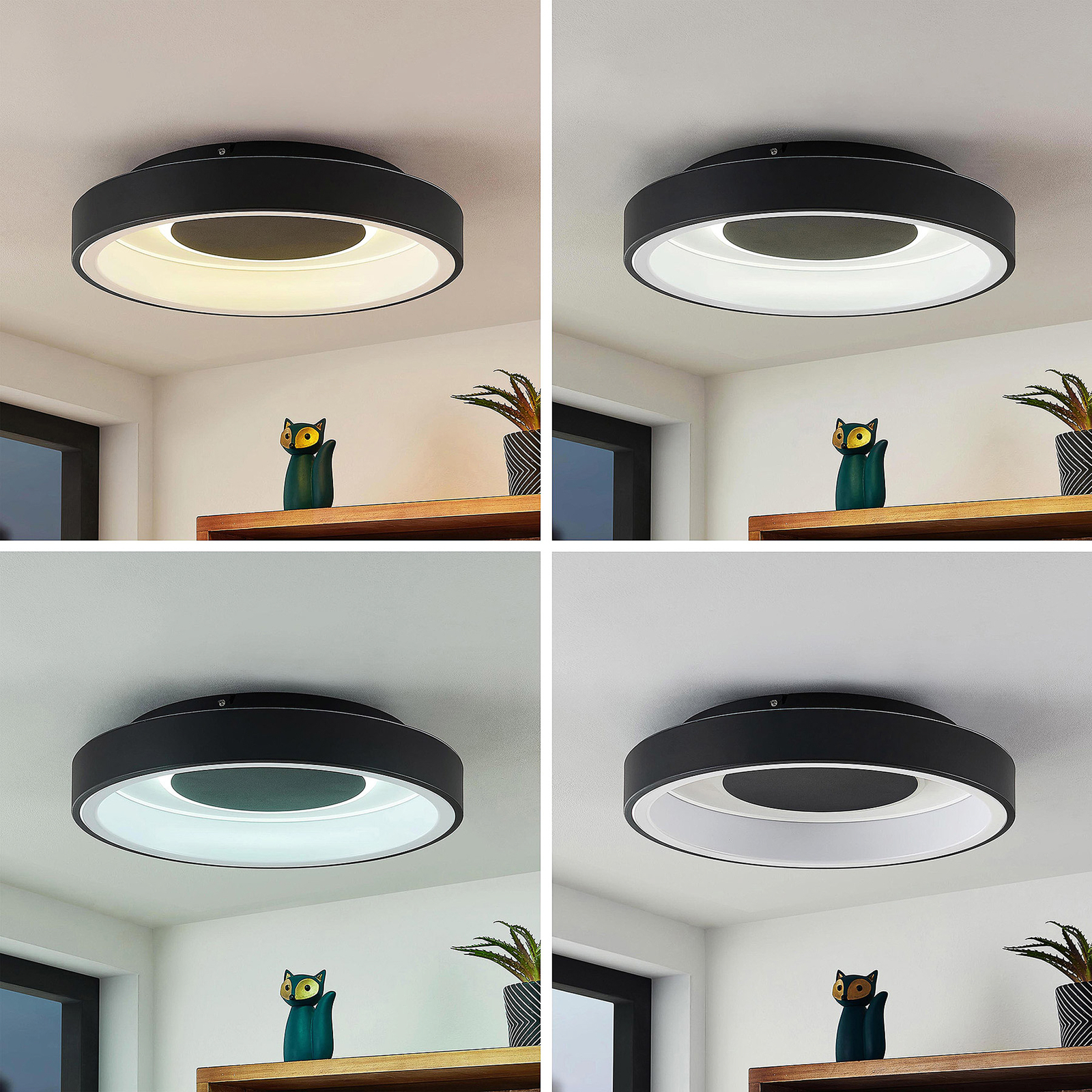 Lindby Izan LED ceiling light, RBGW, black