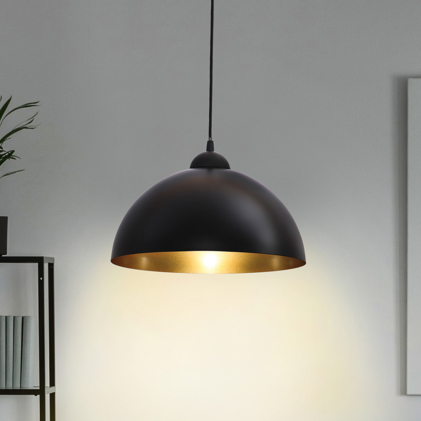 Hängelampe Goldi 2er-Set, schwarz/gold, Ø 30 cm, Metall, E27