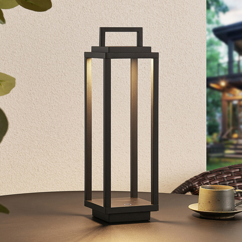 Lucande Mirina LED-Außenlaterne Akku USB schwarz