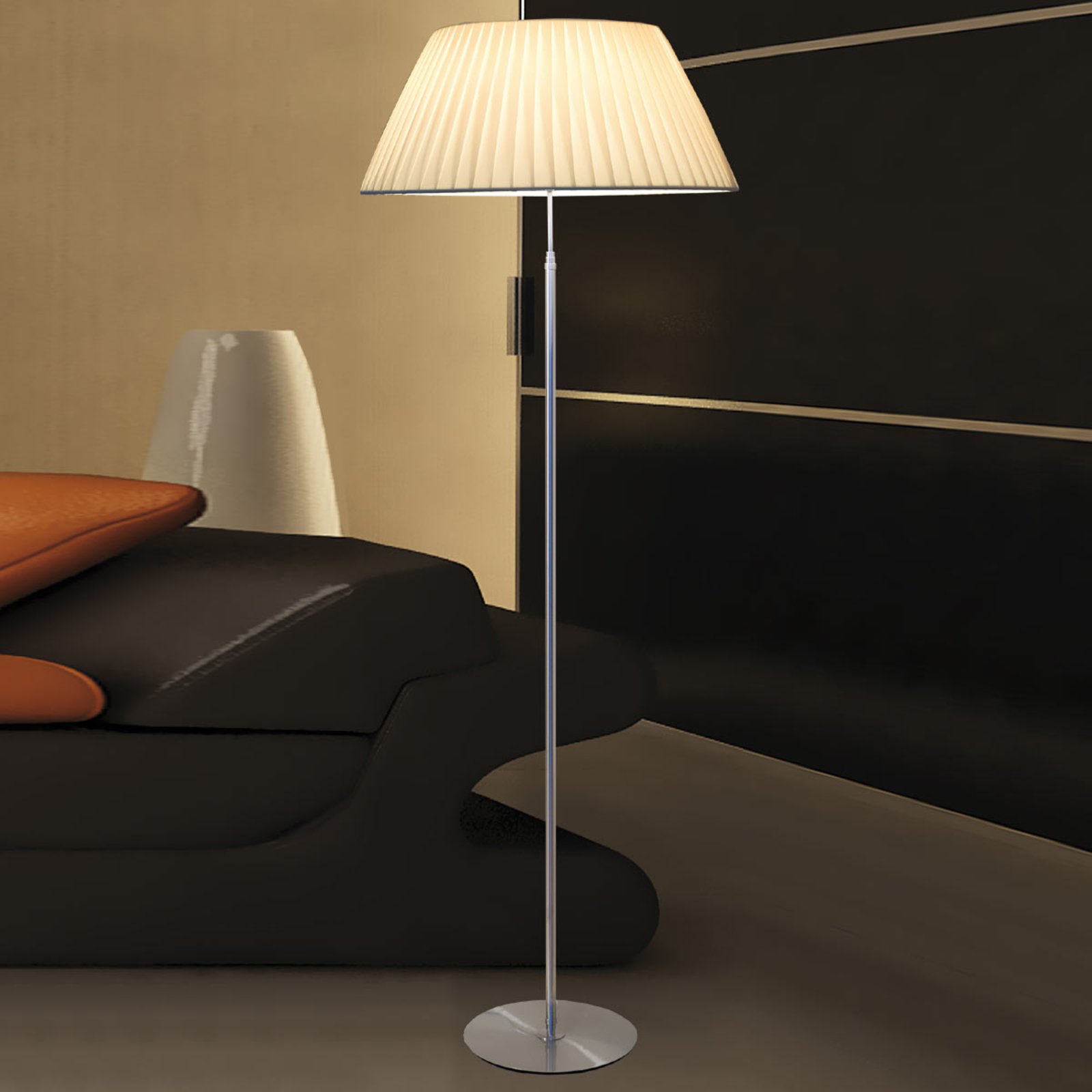 Pamalux Slim floor lamp Clara, for Living / Dining Room, metal, pleated fabric, E27, 60 W, energy efficiency: A++, H: 170 cm
