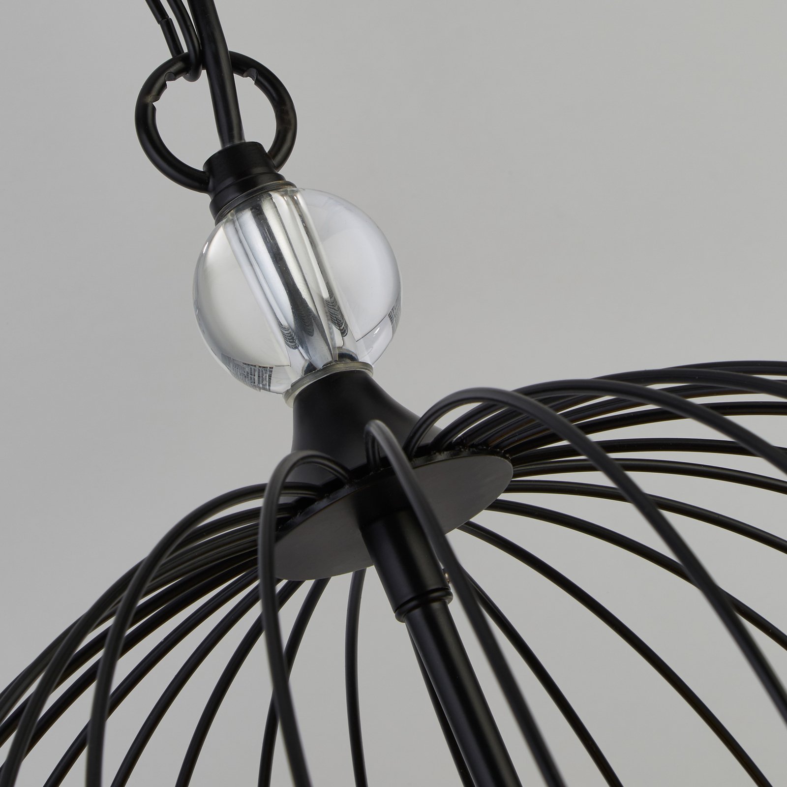 Shower pendant light, black/clear, crystal glass, E14, Ø 36cm