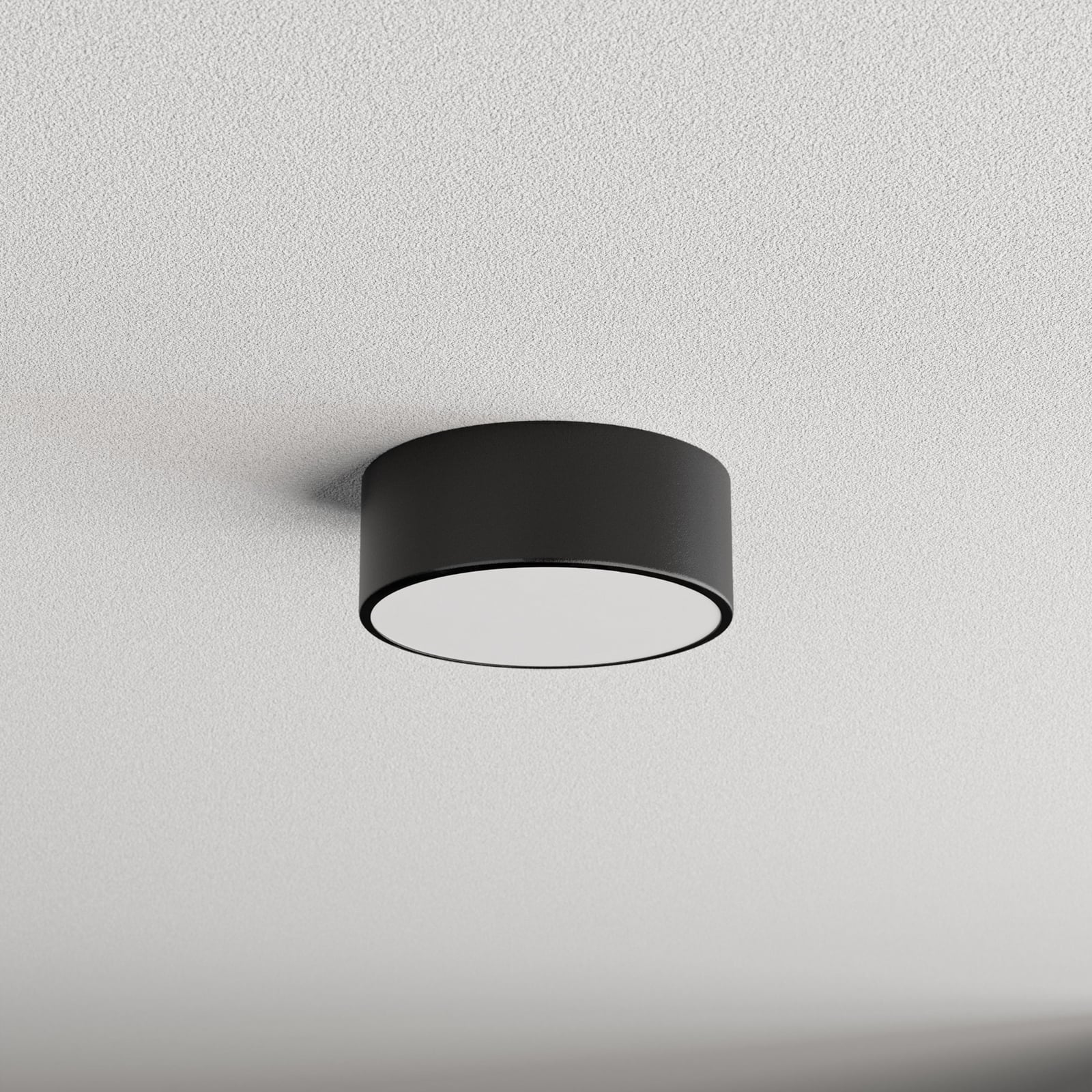 Deckenlampe Cleo 200, schwarz, Sensor, IP54, Ø 20 cm, Metall