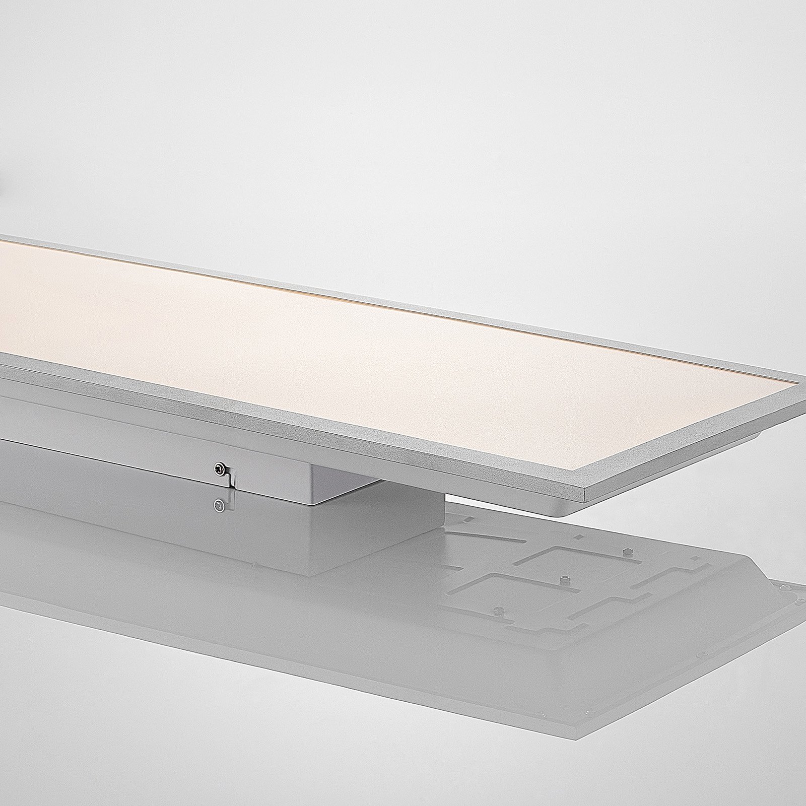 Lindby LED-Panel Stenley, 4.000 K, 120cm x 30cm, silber/weiß