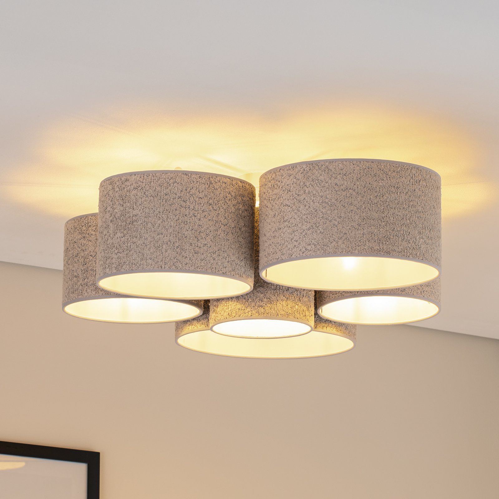 Plafoniera Boucle con sei paralumi, grigio