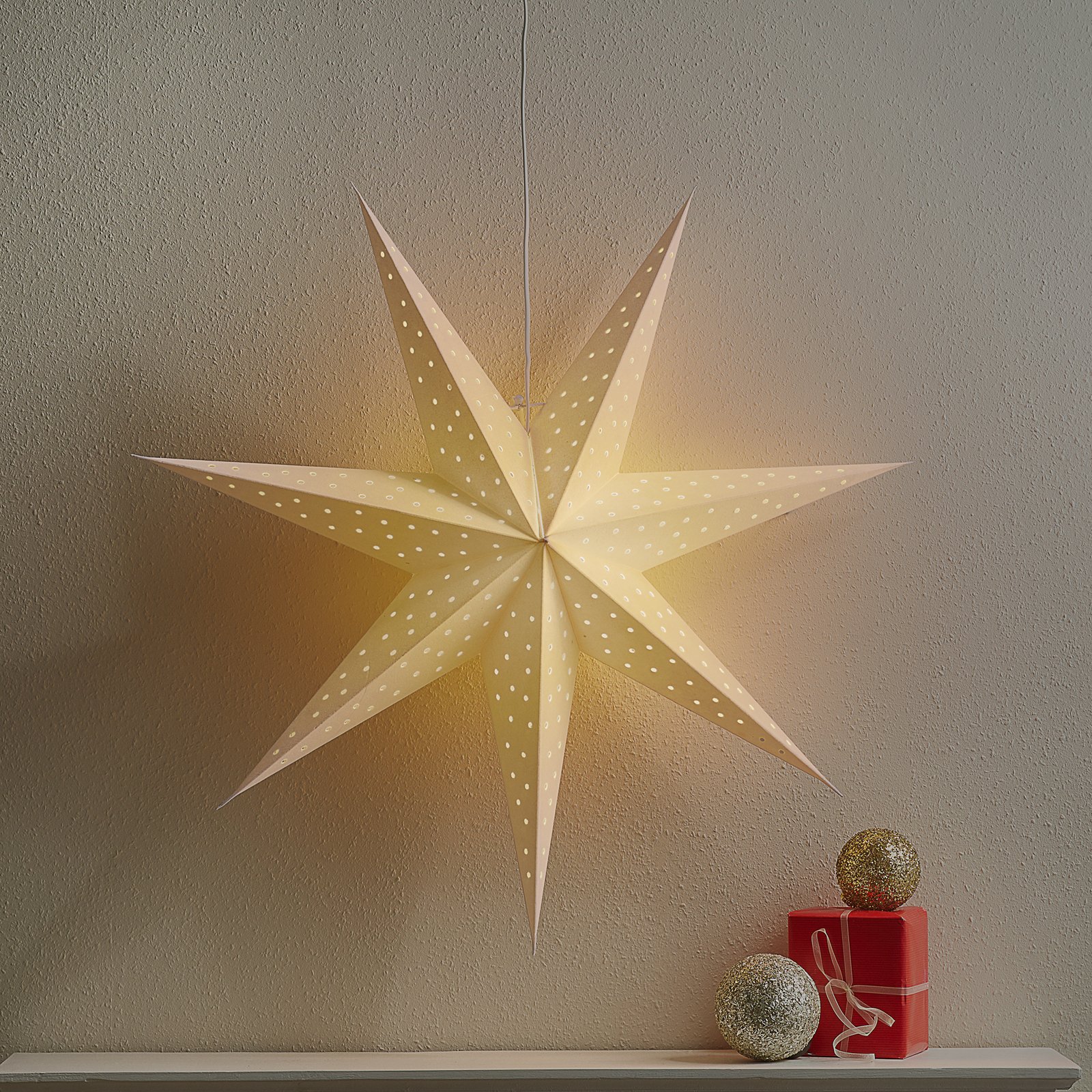 Stern Clara zum Hängen, Samtoptik Ø 75 cm, weiß